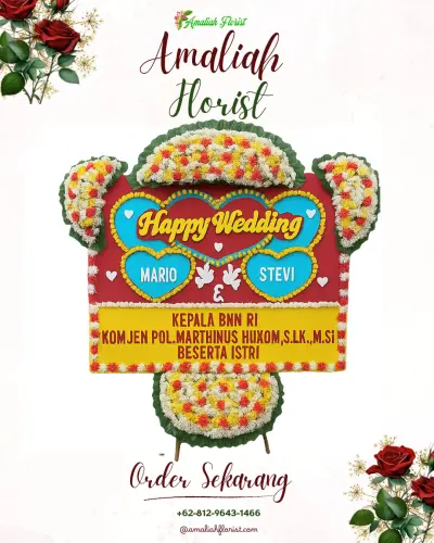 Karangan Papan Bunga Pernikahan di Cikalang